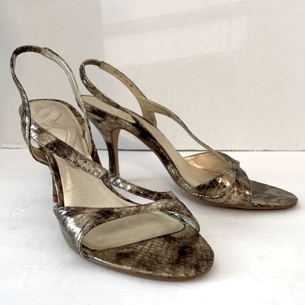 NINA Bronze Reptile Slingback Sandals Size 7M